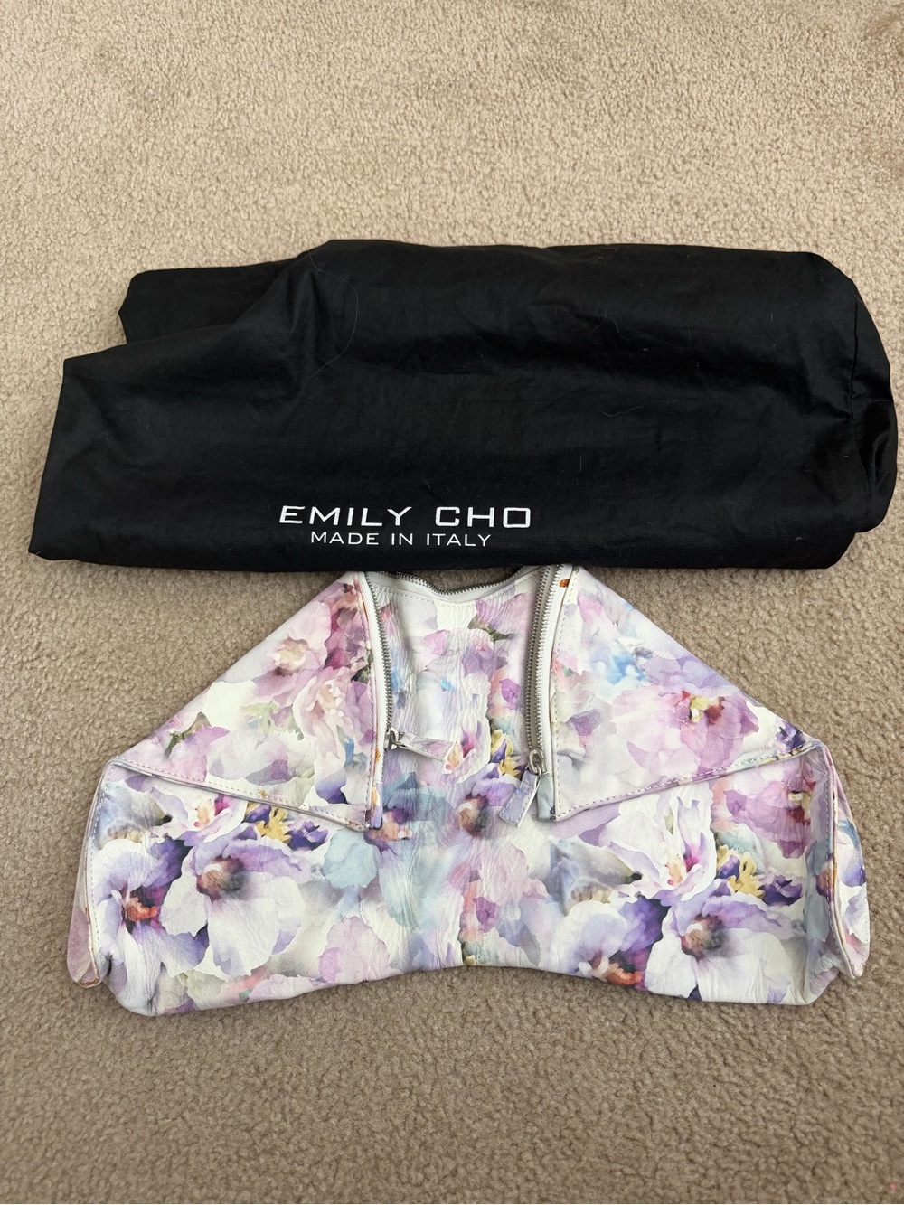 Floral Leather Clutch - Lavender Multi